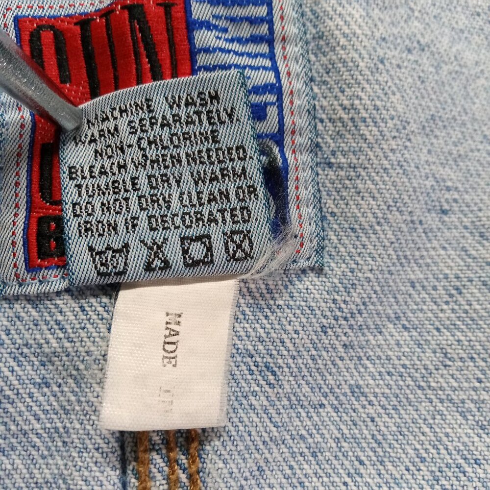 Vintage Sun Belt Denim Chore Coat Women XL Barn Jacket Embroidered Trees Cabin - Picture 14 of 15
